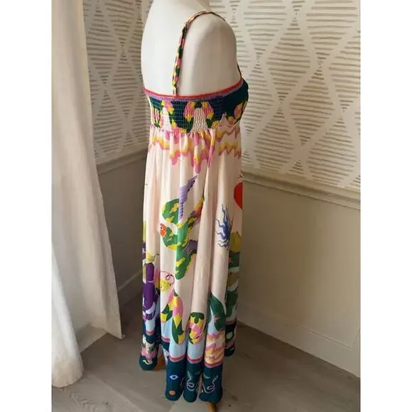 Boutique Women’s Small Graphic Print Boho Abstract Maxi Dress - Picture 7 of 8